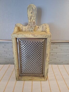 Vtg Primitive Wooden Grater Box Drawer Kitchen Wall Hanging 14.5" x 6.5" x 3.5"